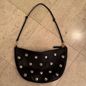 Clare V Lune Black Studded Shoulder Bag